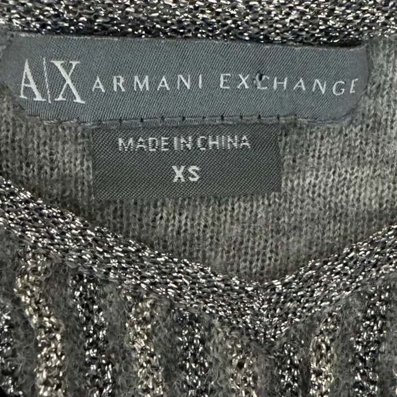 Armani Exchange Y2K Cropped Metallic Silver Knit Ruffle Cropped Tank Top XS - Picture 5 of 8